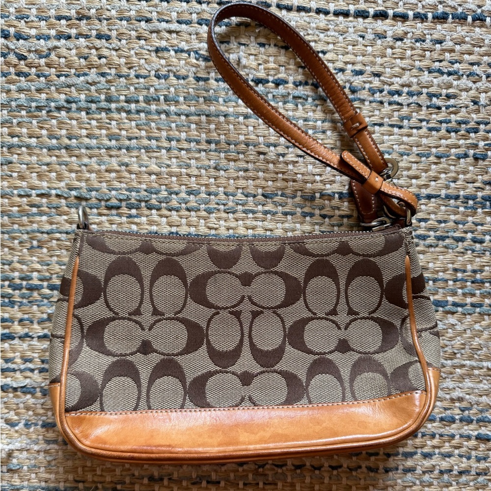 Coach Brown Signature Wristlet